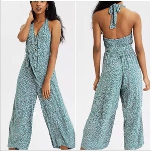 American Eagle Halter Floral Jumpsuit